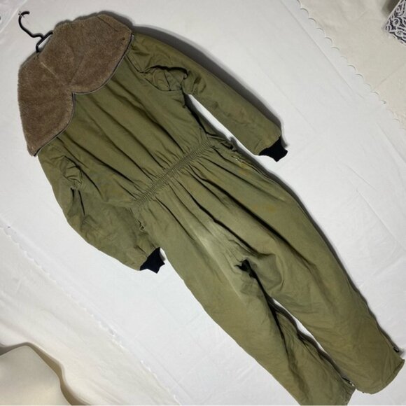 Vintage Work Horse Army Green Zip Front Insulated Coveralls XL - Picture 2 of 16